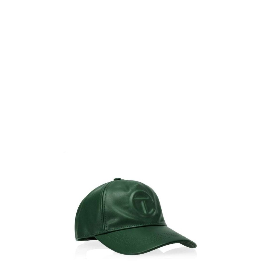 Accessories * | Best Deal Telfar Hats + Belts Logo Embossed Hat Dark Olive