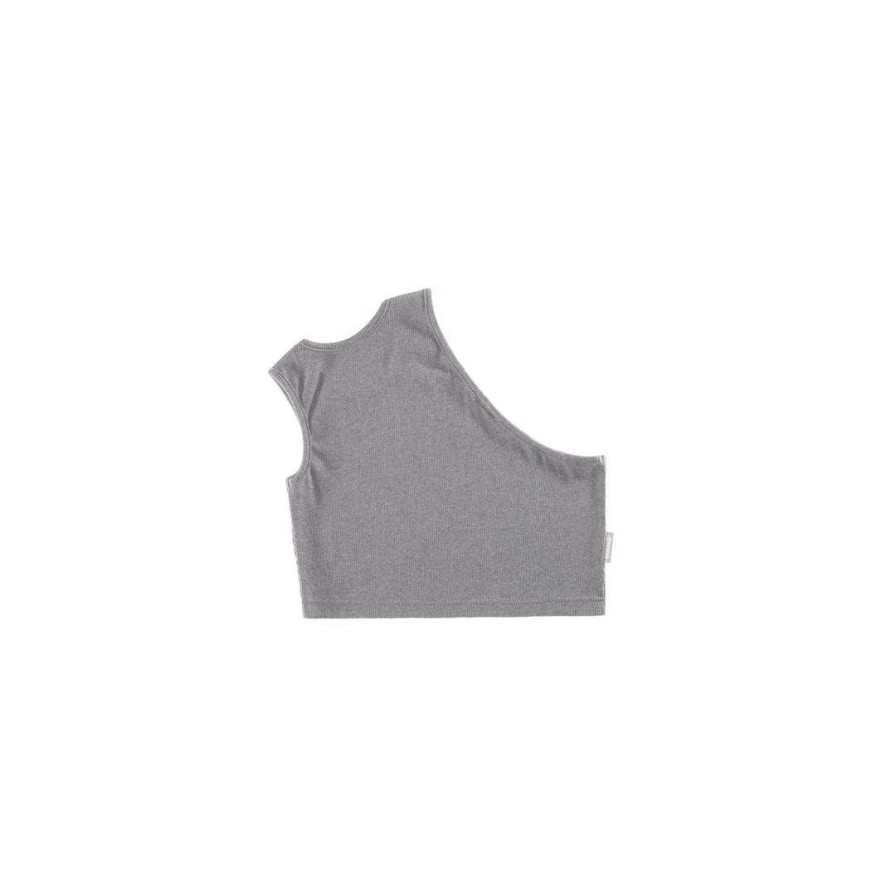 Apparel * | Flash Sale Telfar Rib Knits Cropped Half Tank Heather Grey