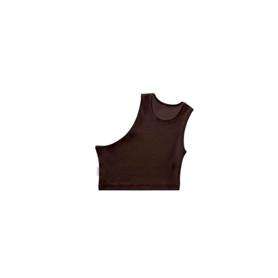 Apparel * | Deals Telfar Cropped Half Tank Chocolate