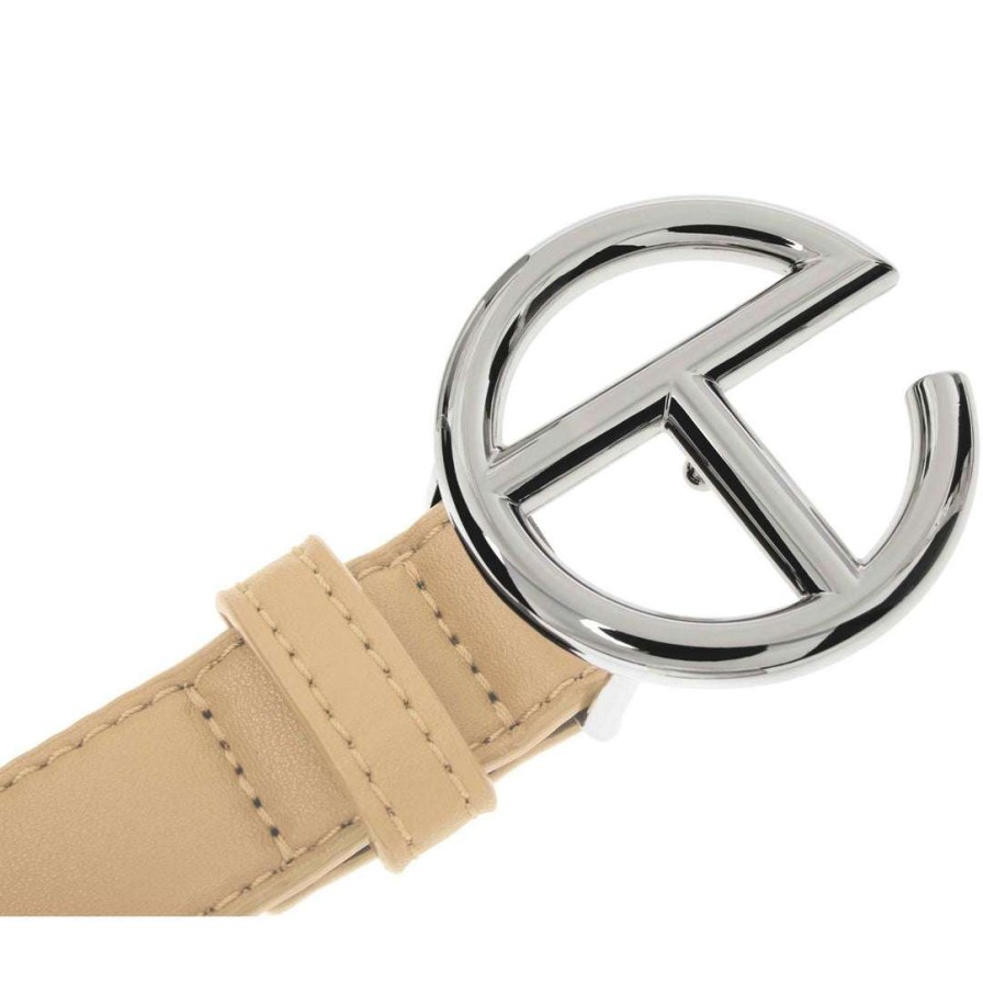 Accessories * | Best Deal Telfar Logo Belt Silver/Cream Hats + Belts