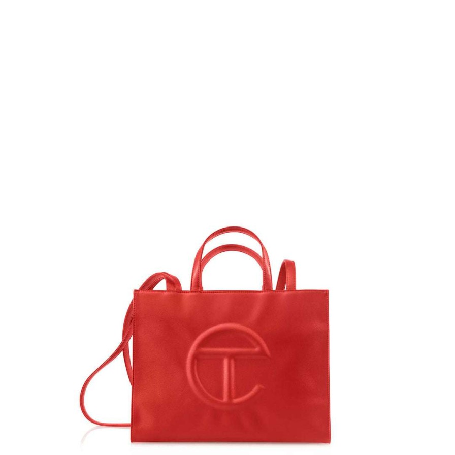 Bags * | Best Deal Telfar Medium Red Shopping Bag Shopping Bags