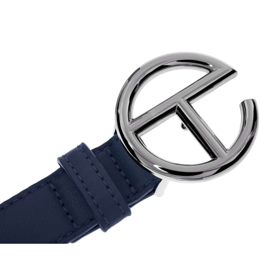 Accessories * | Buy Telfar Logo Belt Silver/Navy Hats + Belts