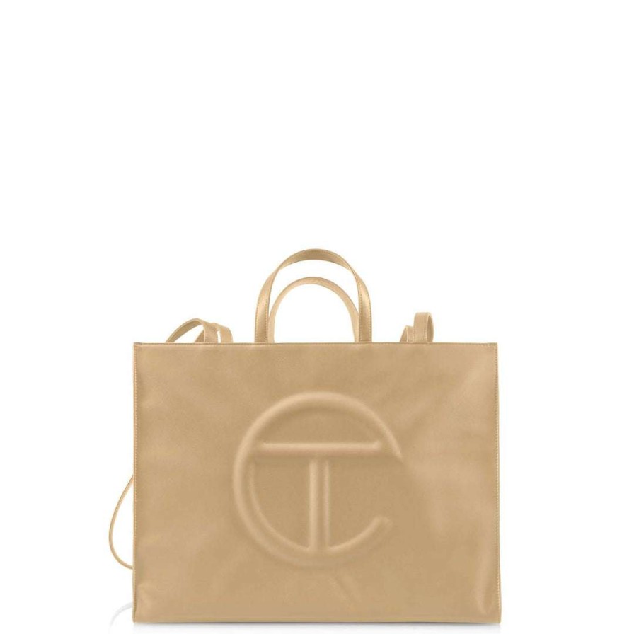 Bags * | Buy Telfar Large Cream Shopping Bag Shopping Bags