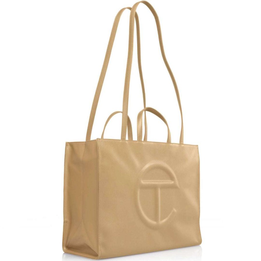 Bags * | Buy Telfar Large Cream Shopping Bag Shopping Bags