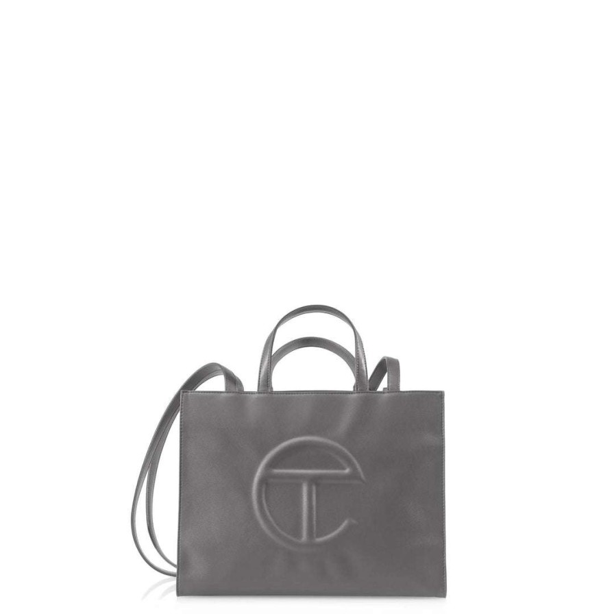 Bags * | Budget Telfar Medium Grey Shopping Bag Shopping Bags