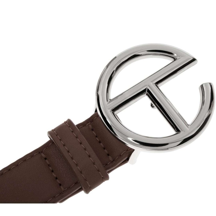 Accessories * | Cheapest Telfar Logo Belt Silver/Chocolate