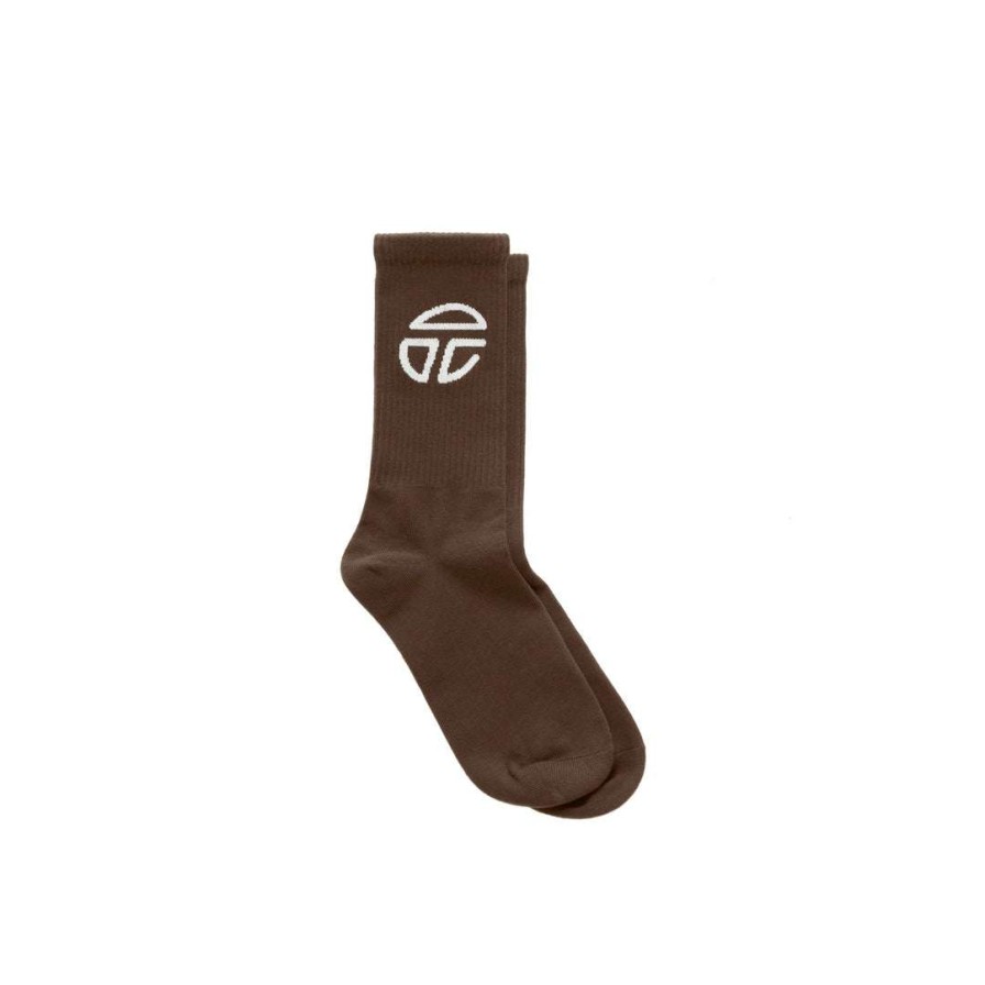 Accessories * | Budget Telfar Athletic Logo Socks Chocolate