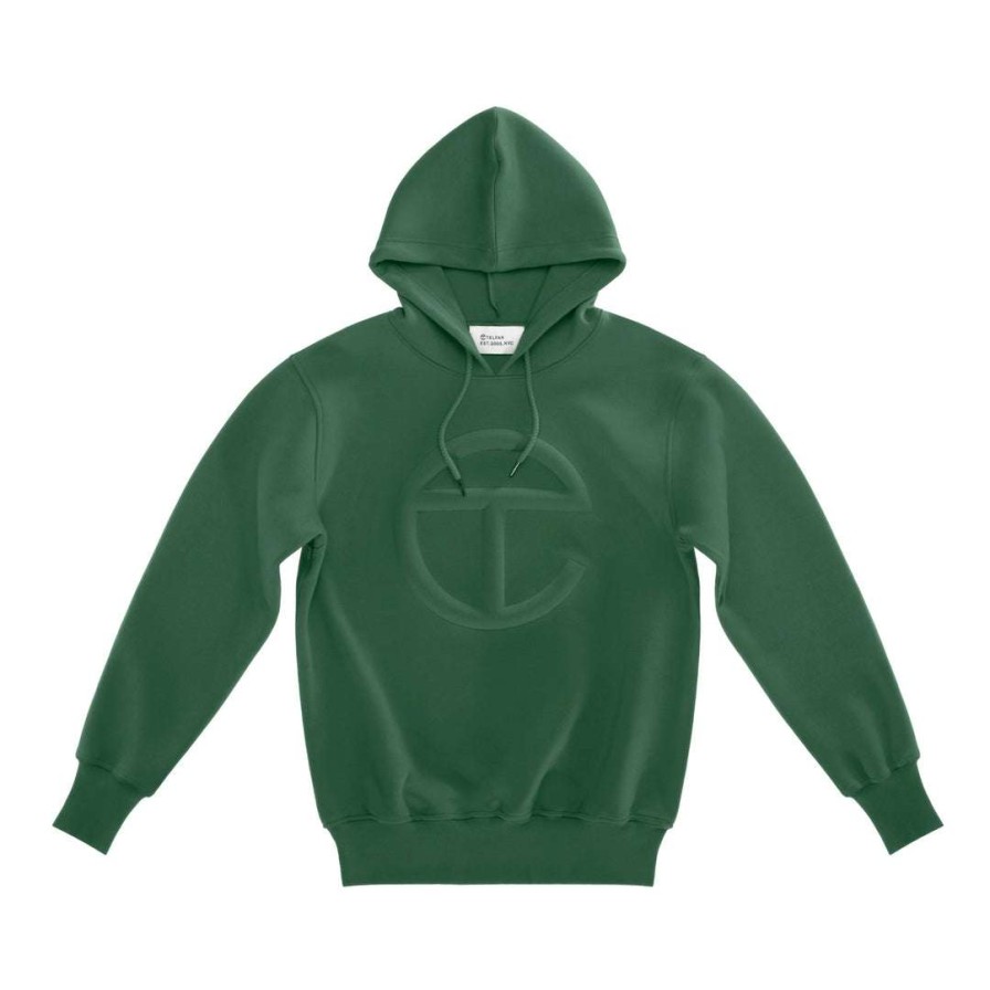 Apparel * | Flash Sale Telfar Embossed Hoodie Dark Olive