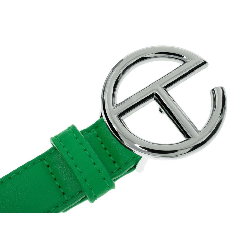 Accessories * | Best Sale Telfar Logo Belt Silver/Greenscreen Hats + Belts