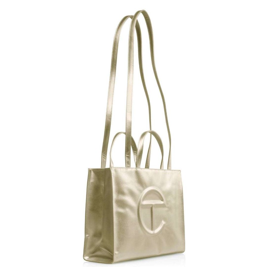 Bags * | Budget Telfar Medium Gold Shopping Bag