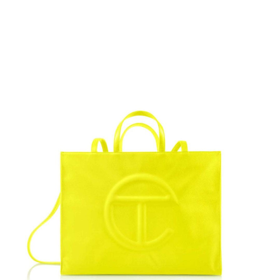 Bags * | Outlet Telfar Large Highlighter Yellow Shopping Bag Shopping Bags