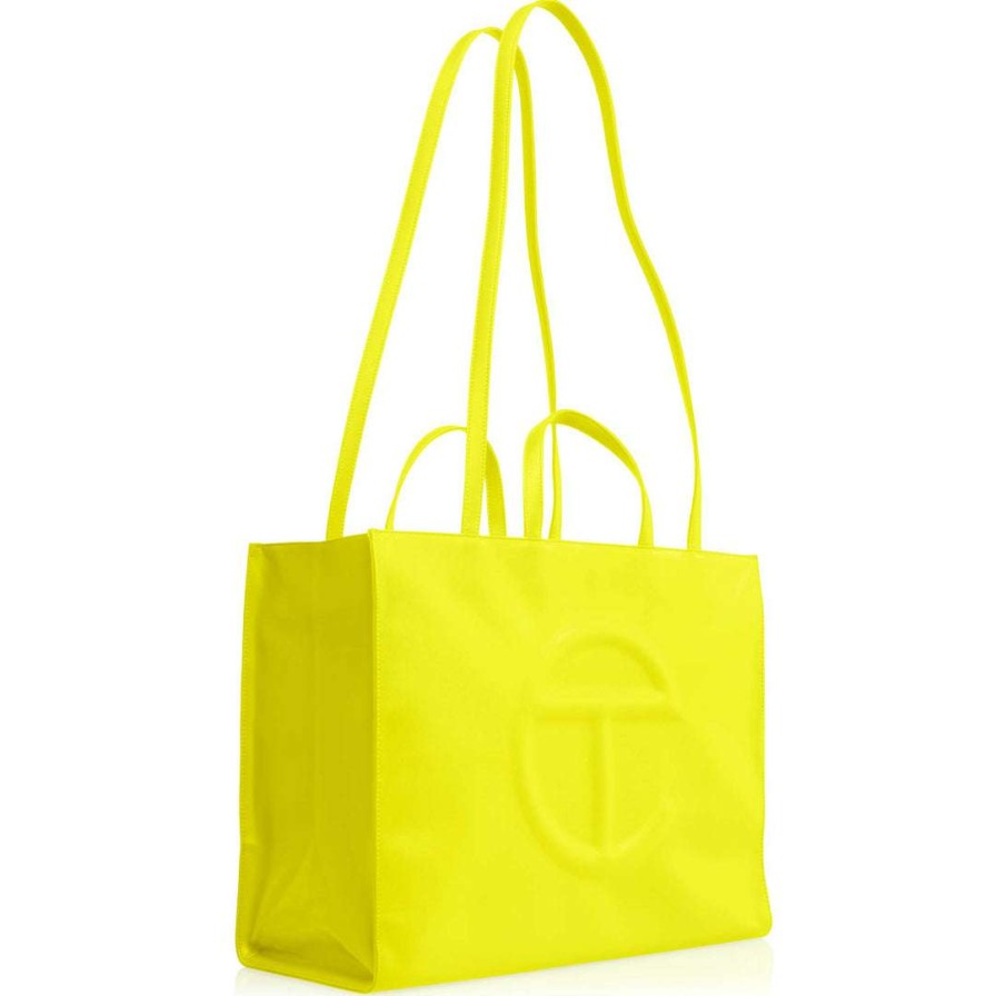 Bags * | Outlet Telfar Large Highlighter Yellow Shopping Bag Shopping Bags