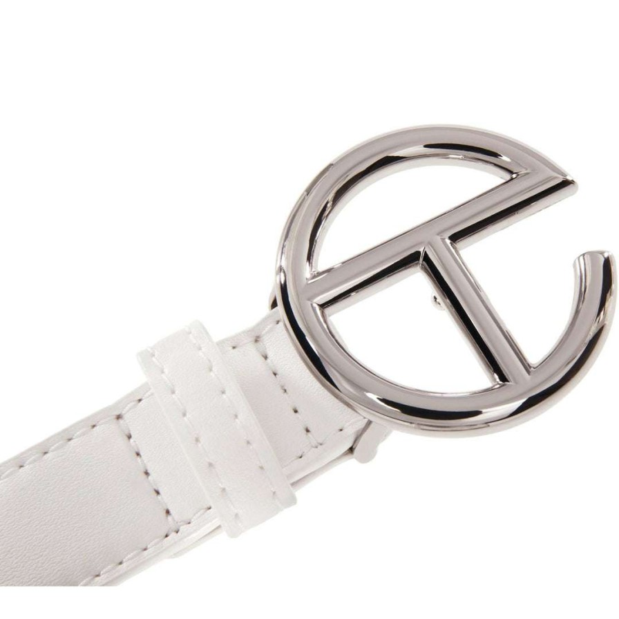 Accessories * | Cheapest Telfar Hats + Belts Logo Belt Silver/White