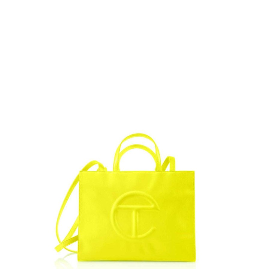 Bags * | Cheap Telfar Medium Highlighter Yellow Shopping Bag