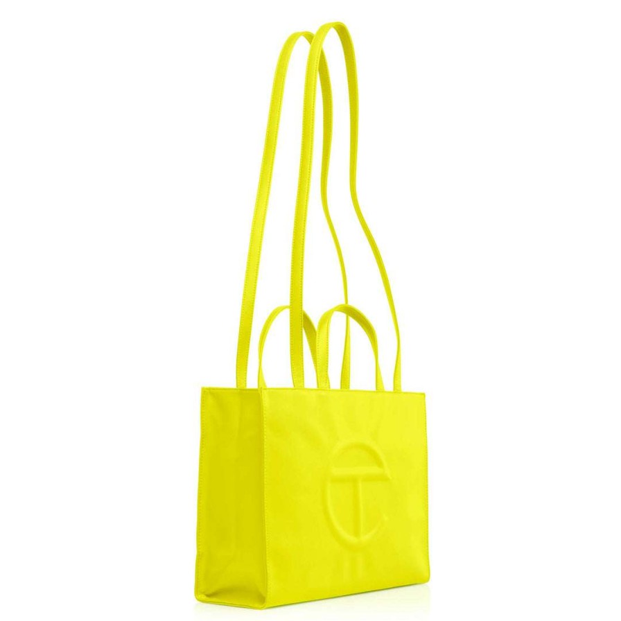 Bags * | Cheap Telfar Medium Highlighter Yellow Shopping Bag