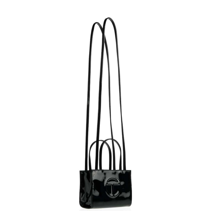 Bags * | Buy Telfar Small Black Patent Shopping Bag Patent Shoppers