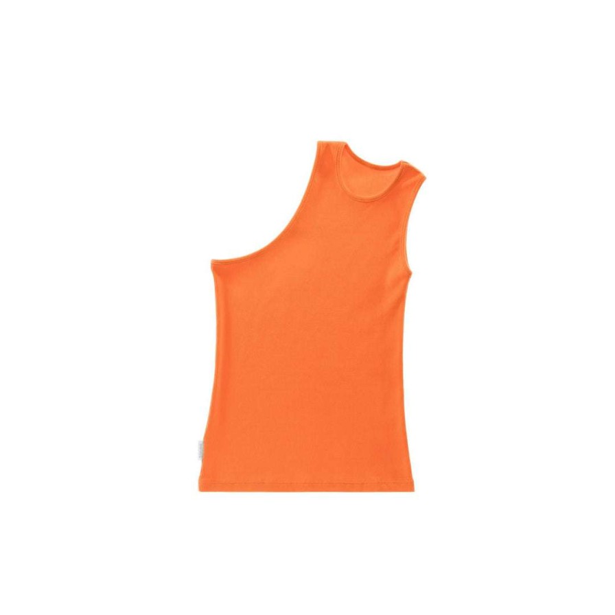 Apparel * | Best Sale Telfar Rib Knits Half Tank Orange