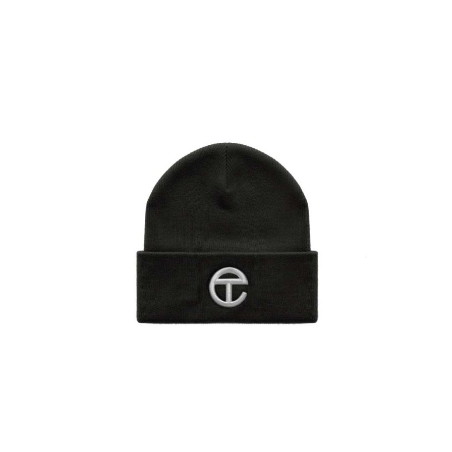 Accessories * | Best Pirce Telfar Embroidered Beanie Black/White Beanies