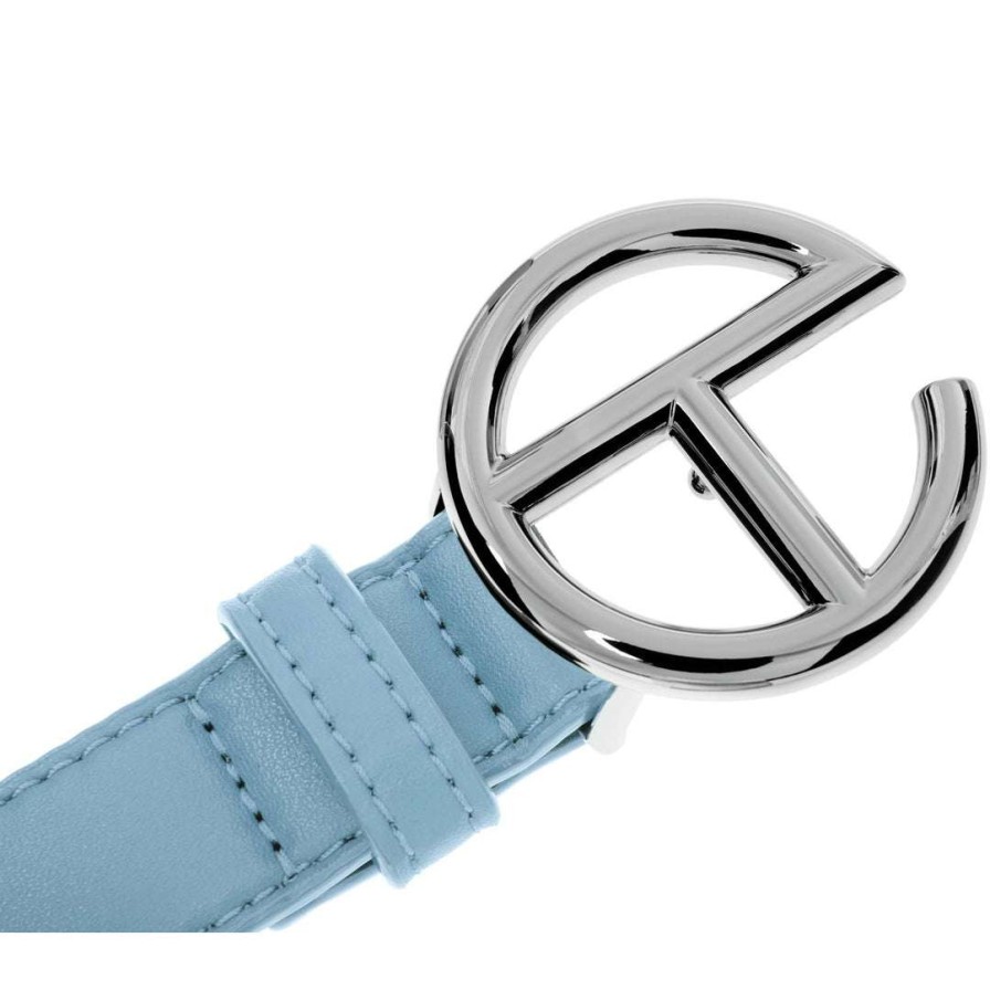 Accessories * | Outlet Telfar Hats + Belts Logo Belt Silver/Pool Blue