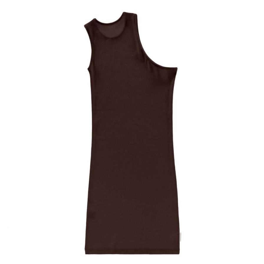 Apparel * | Buy Telfar Rib Knits Half Tank Tunic Chocolate