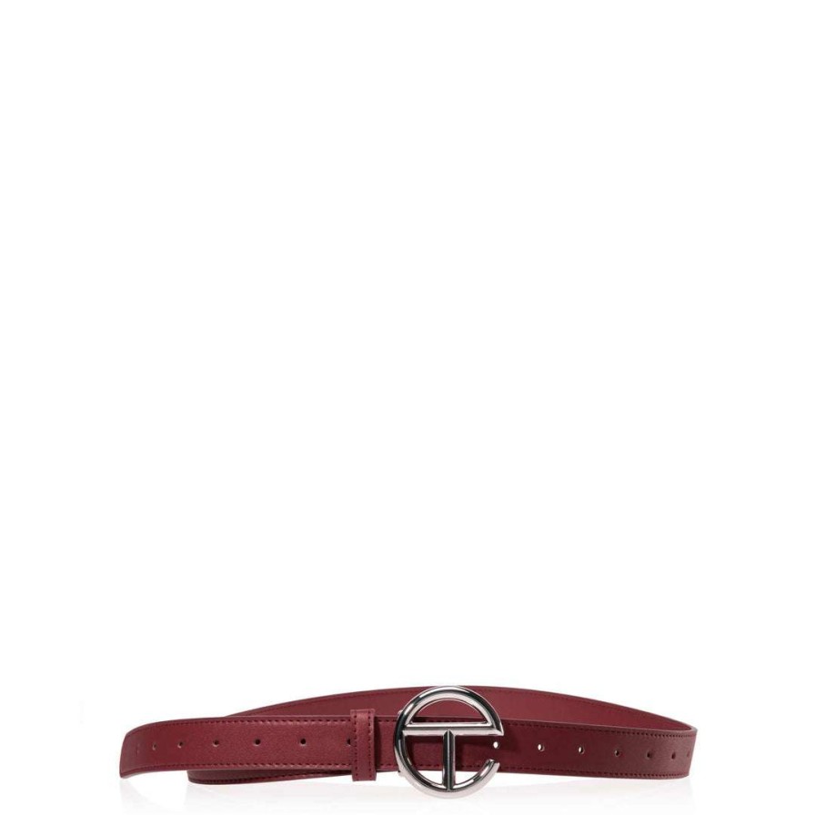 Accessories * | Flash Sale Telfar Logo Belt Silver/Oxblood Hats + Belts