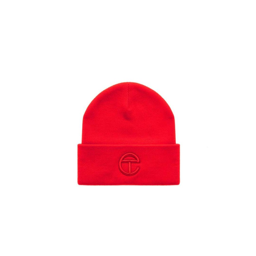 Accessories * | Best Reviews Of Telfar Embroidered Beanie Red Beanies