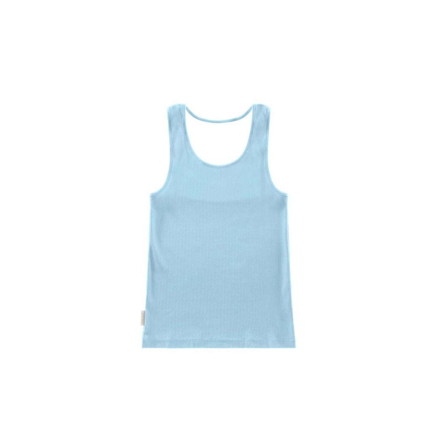 Apparel * | Best Sale Telfar Rib Knits Halter Tank Pool Blue