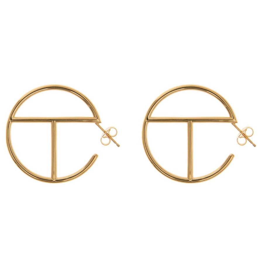 Accessories * | Promo Telfar Large Logo Hoop Earring Gold