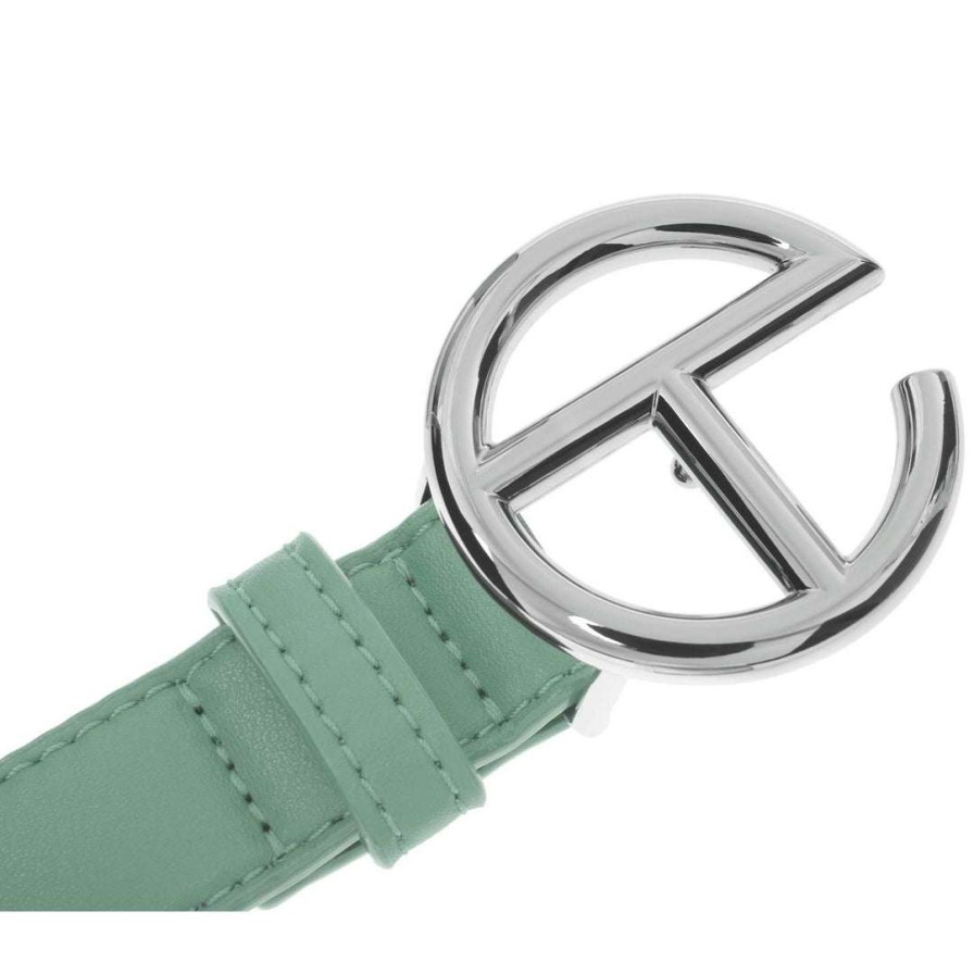 Accessories * | Budget Telfar Logo Belt Silver/Sage Hats + Belts