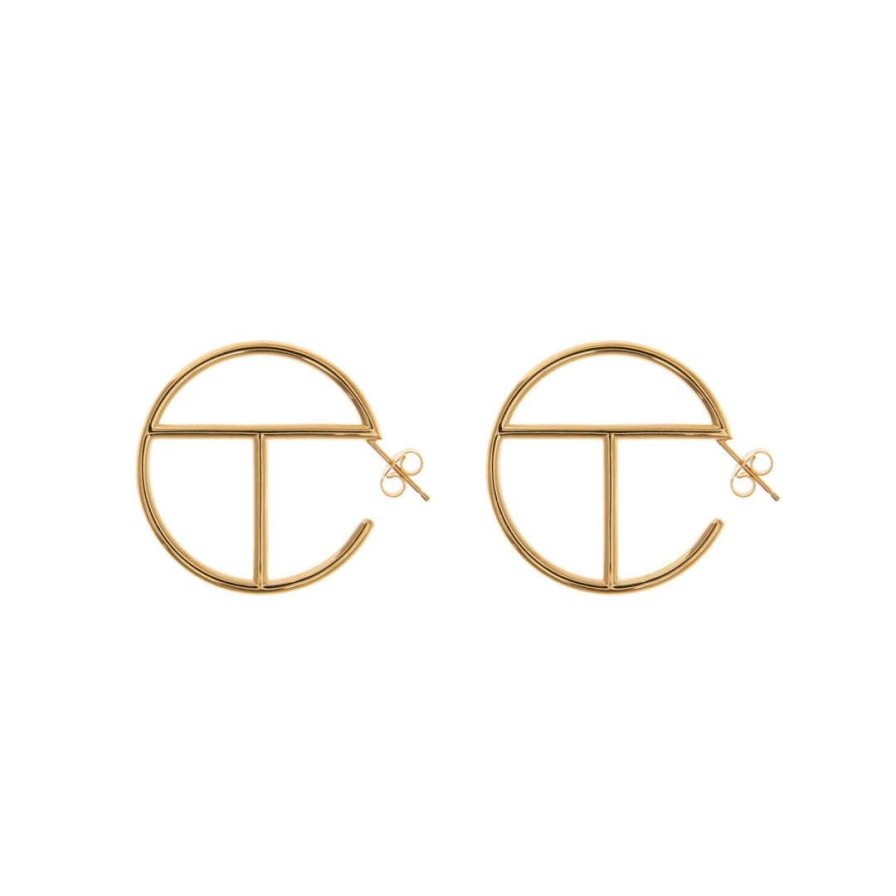 Accessories * | New Telfar Jewelry Medium Logo Hoop Earring Gold