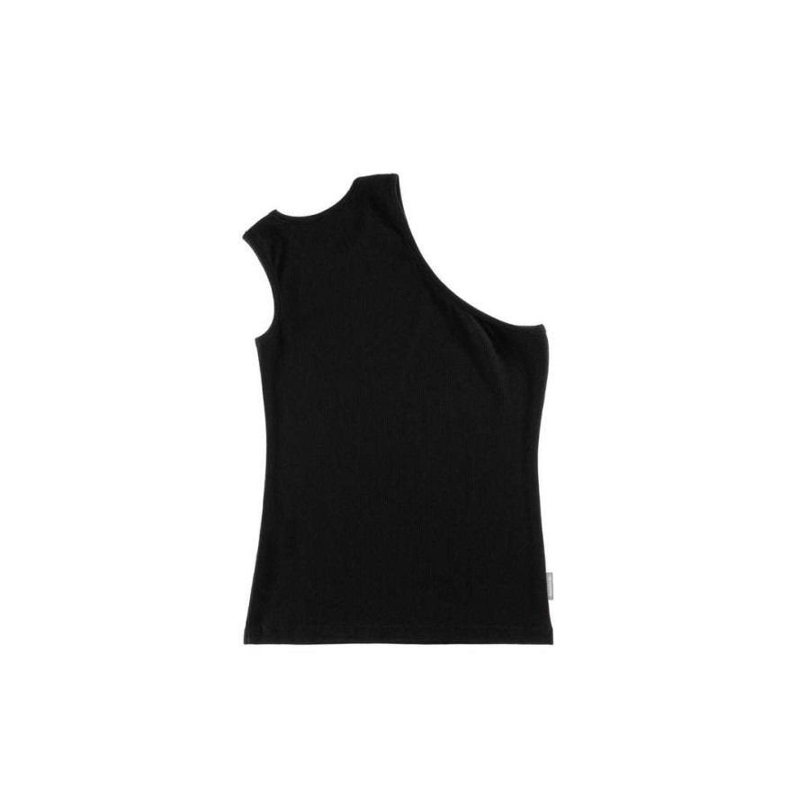 Apparel * | Brand New Telfar Rib Knits Half Tank Black