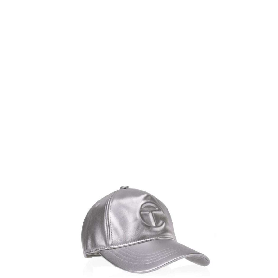 Accessories * | Budget Telfar Hats + Belts Logo Embossed Hat Silver