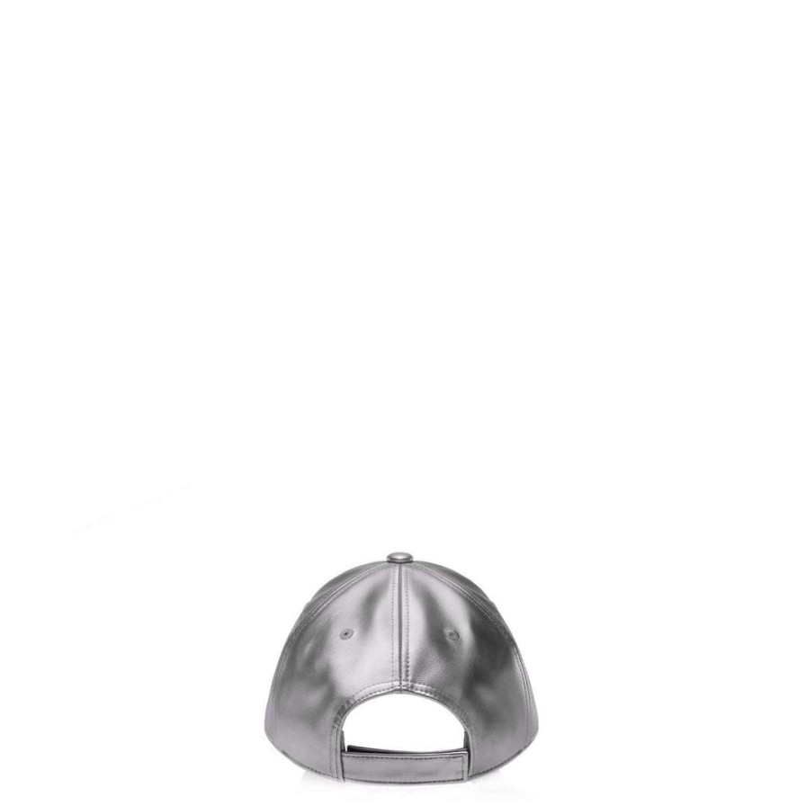 Accessories * | Budget Telfar Hats + Belts Logo Embossed Hat Silver