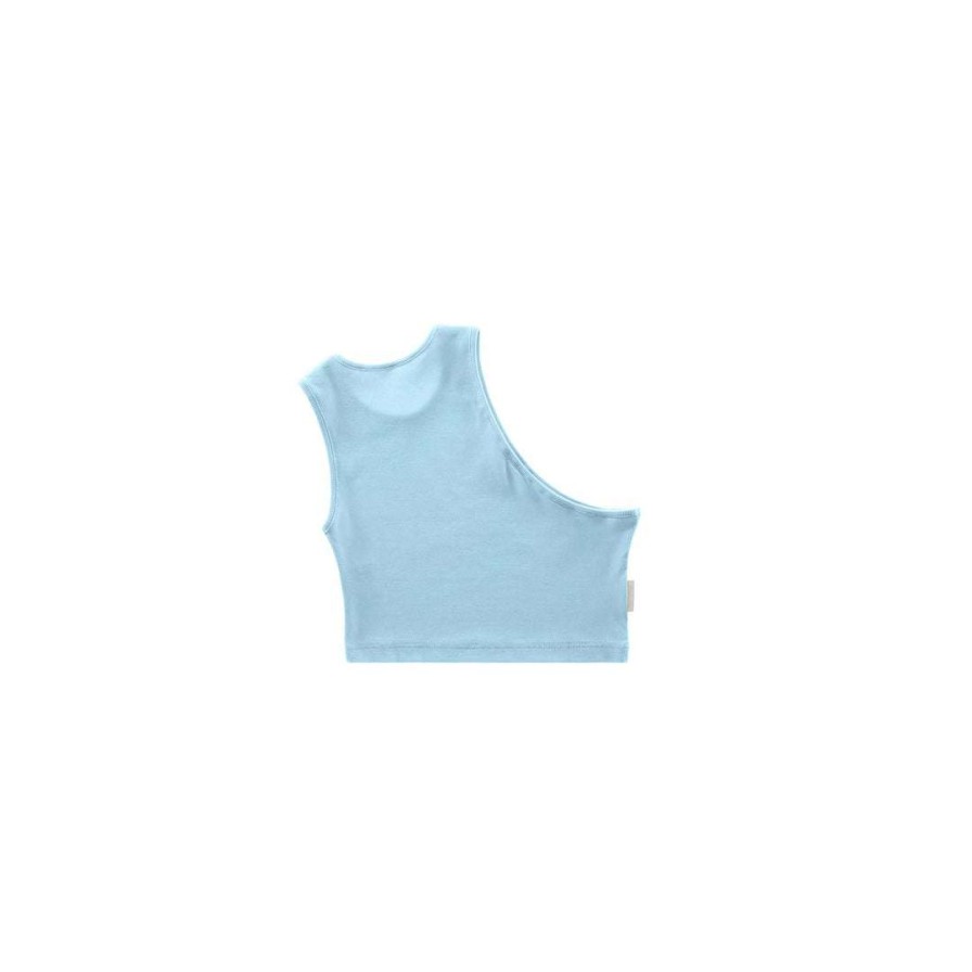 Apparel * | Best Deal Telfar Rib Knits Cropped Half Tank Pool Blue