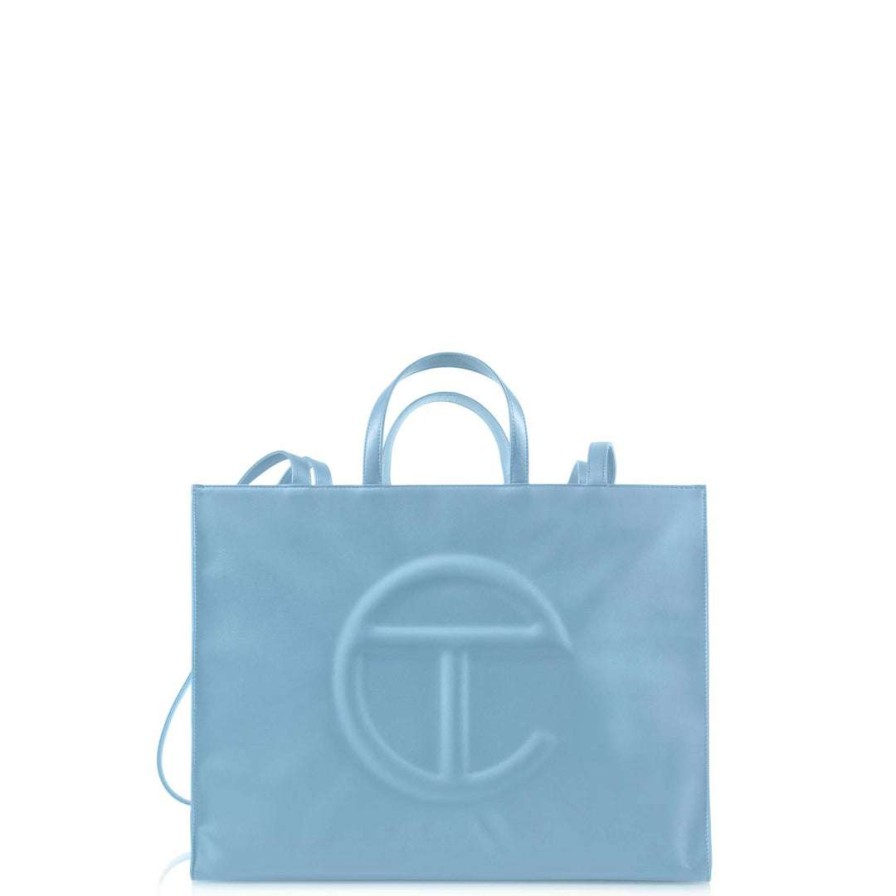 Bags * | Best Deal Telfar Large Pool Blue Shopping Bag Shopping Bags