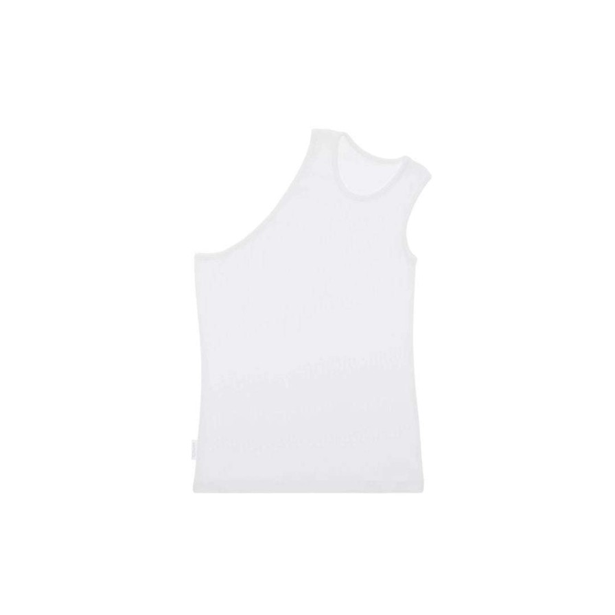 Apparel * | Best Deal Telfar Half Tank White Rib Knits