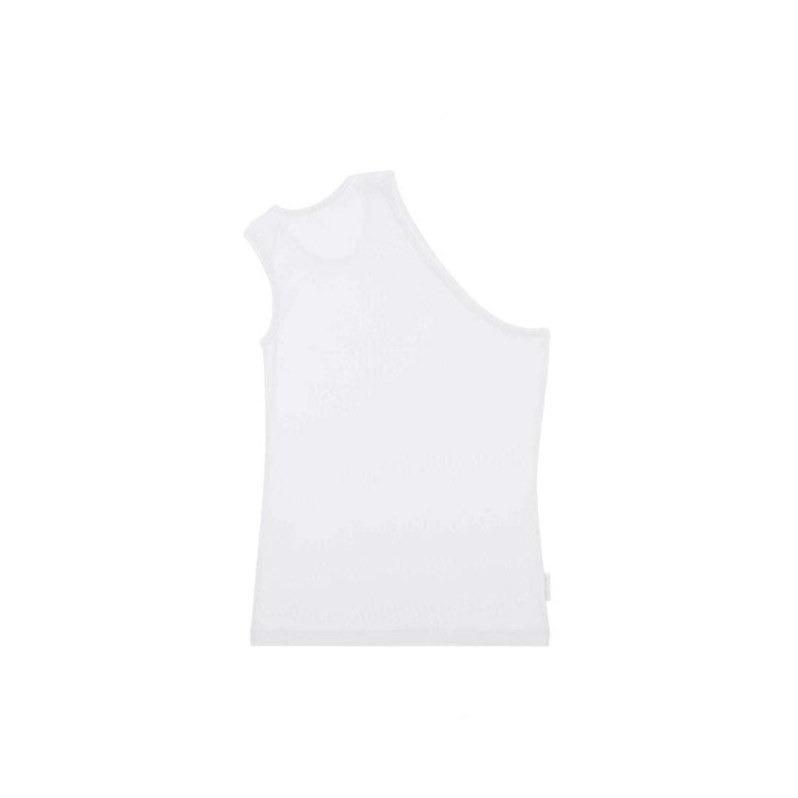 Apparel * | Best Deal Telfar Half Tank White Rib Knits