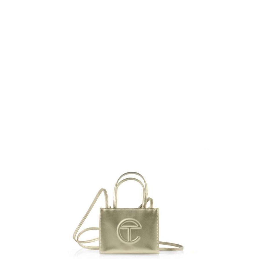 Bags * | Deals Telfar Small Gold Shopping Bag Shopping Bags