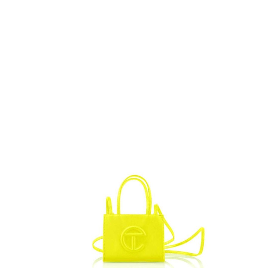 Bags * | Outlet Telfar Small Highlighter Yellow Shopping Bag Shopping Bags