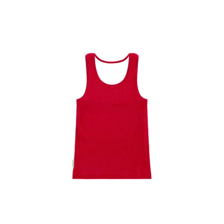 Apparel * | Promo Telfar Halter Tank Red Rib Knits