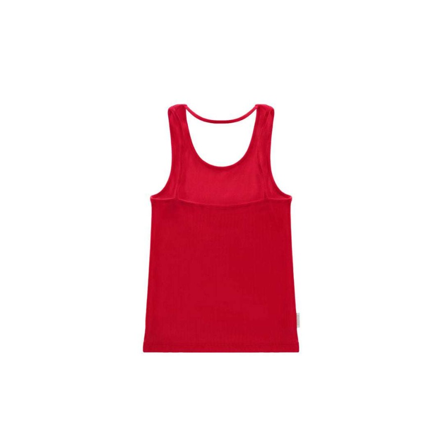 Apparel * | Promo Telfar Halter Tank Red Rib Knits