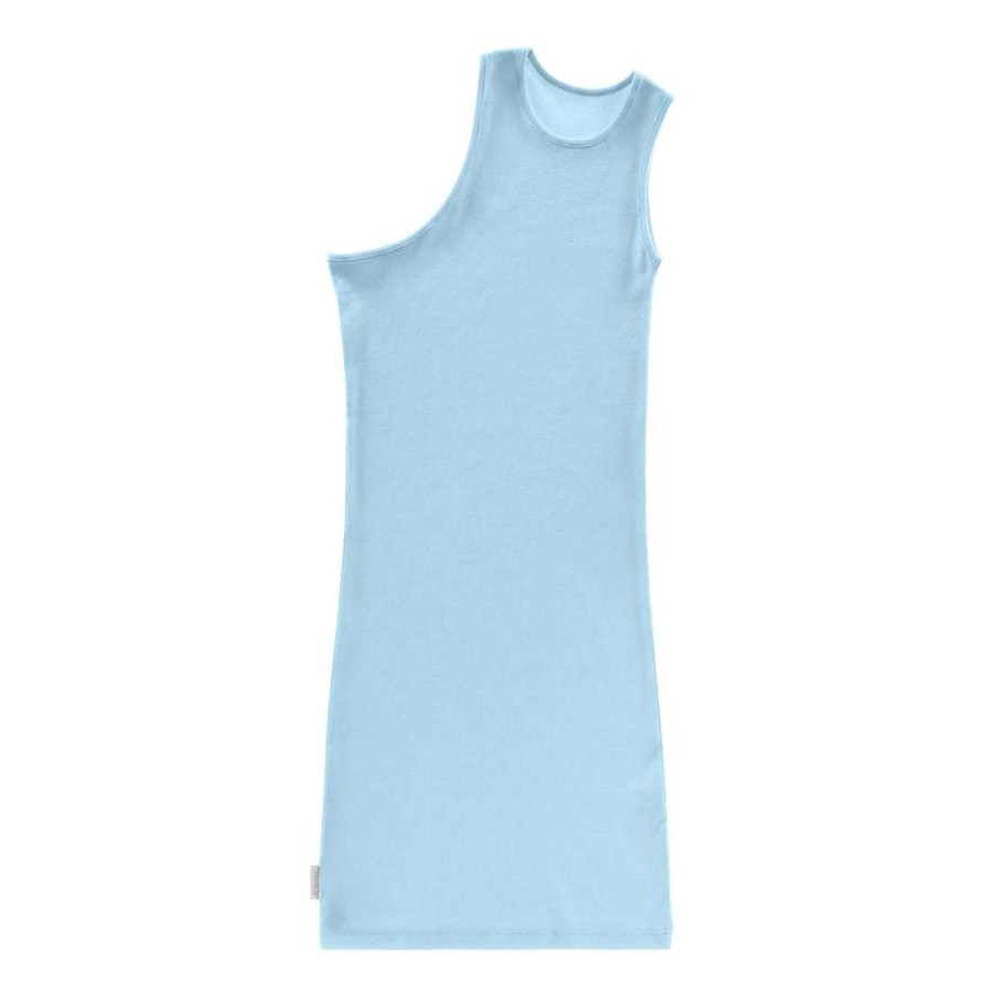 Apparel * | Top 10 Telfar Half Tank Tunic Pool Blue Rib Knits