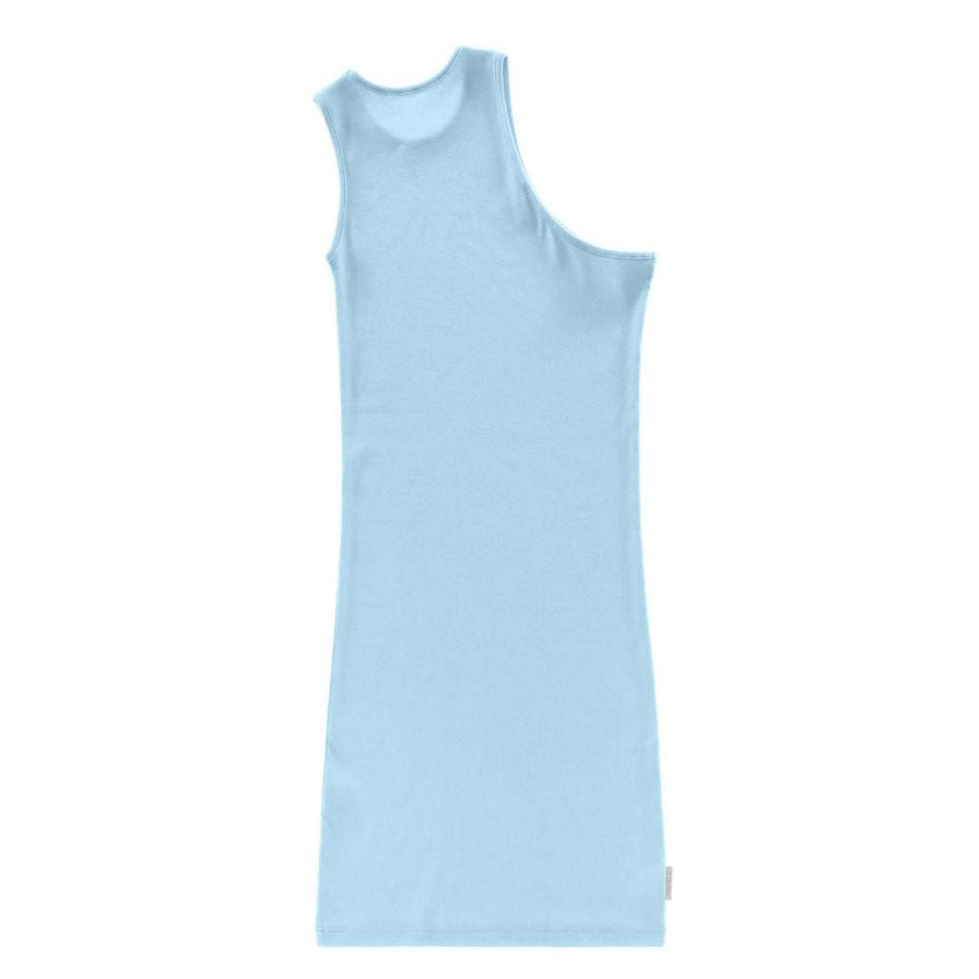 Apparel * | Top 10 Telfar Half Tank Tunic Pool Blue Rib Knits