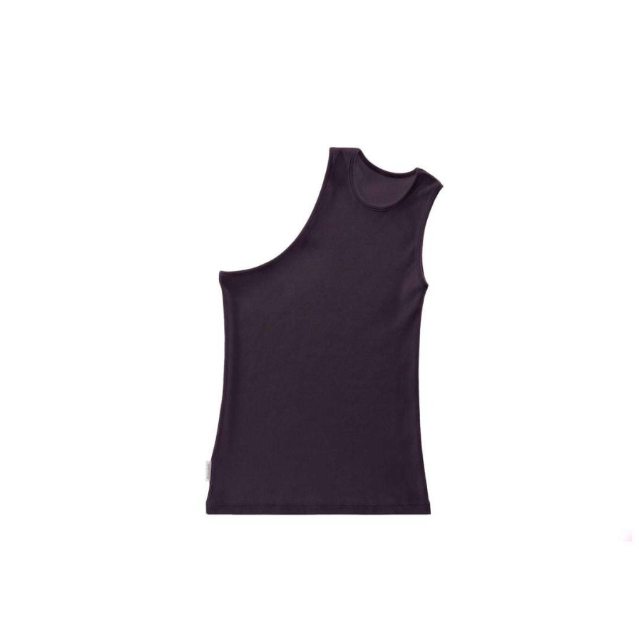 Apparel * | Discount Telfar Half Tank Eggplant Rib Knits