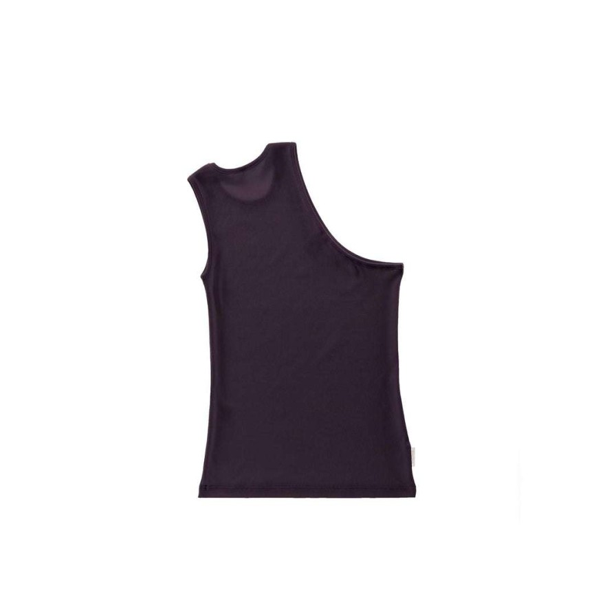 Apparel * | Discount Telfar Half Tank Eggplant Rib Knits