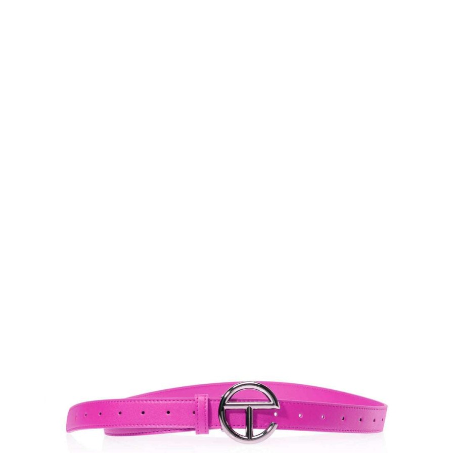 Accessories * | Top 10 Telfar Logo Belt Silver/Azalea