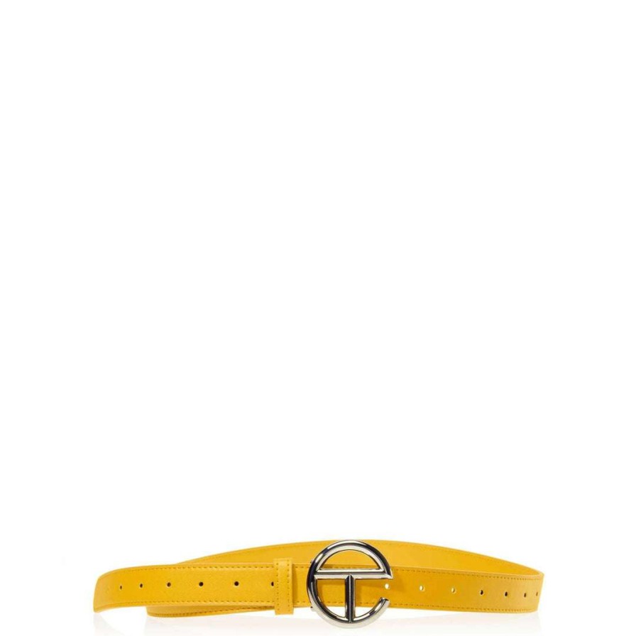 Accessories * | Hot Sale Telfar Hats + Belts Logo Belt Silver/Yellow