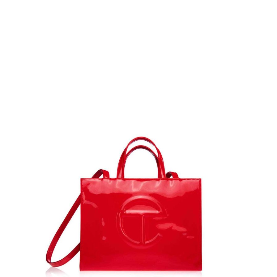 Bags * | Coupon Telfar Medium Red Patent Shopping Bag