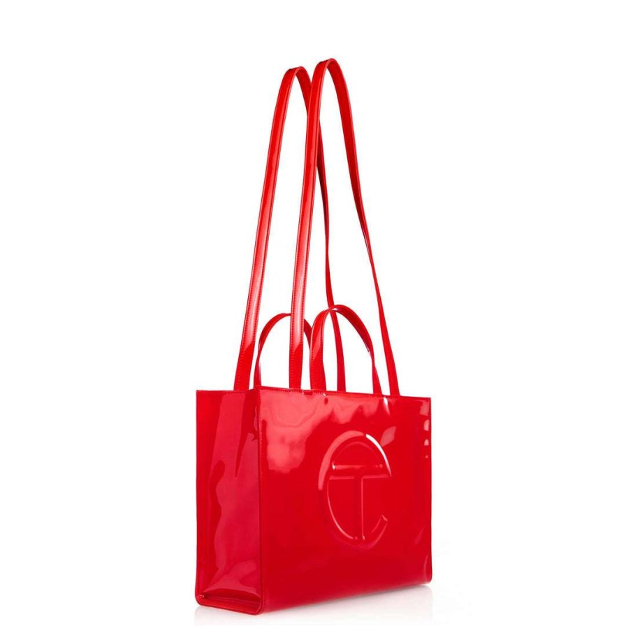 Bags * | Coupon Telfar Medium Red Patent Shopping Bag