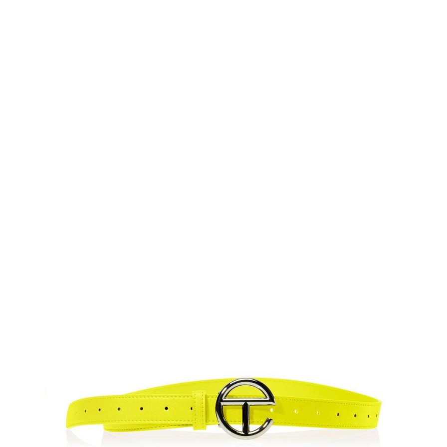 Accessories * | Outlet Telfar Logo Belt Silver/Highlighter Yellow